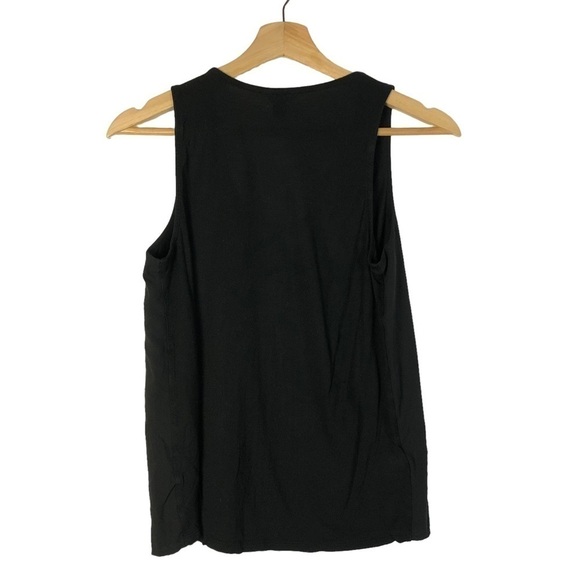 Ann Taylor Petite Black Mixed Media Scoop Neck Tank Top SP - Picture 2 of 3